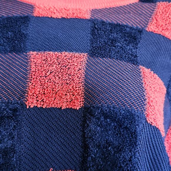 RAG & BONE S Blue Coral Ridley Pullover Sweater Crew Check Print - Picture 3 of 10